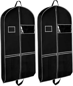 2PCS Heavy Duty Garment Bag, 24 Inch Suit Bag with 2 Large Mesh Pockets and 2 Carry Handles, Garment Duffle with Visual Window, Bags for Travel, Shirts, Coats, Dresses, Suit Garm