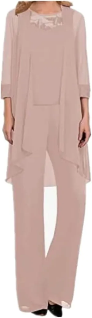 3Pcs Mother of Bride Pantsuits Women Dresses Evening Gresses Groom Tuxedo