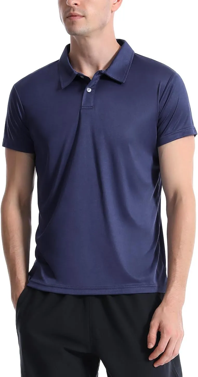 5 Pack Polo Shirts for Men Dry Fit Short Sleeve Golf T-Shirt Moisture Wicking Collared Casual Work Tops