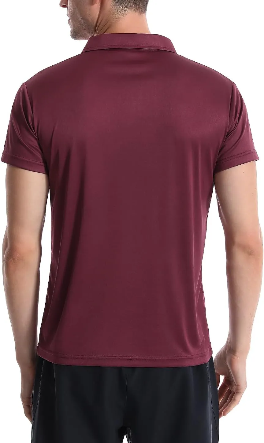 5 Pack Polo Shirts for Men Dry Fit Short Sleeve Golf T-Shirt Moisture Wicking Collared Casual Work Tops