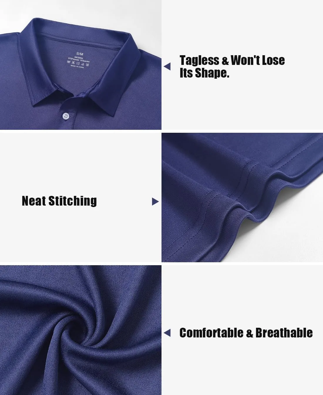 5 Pack Polo Shirts for Men Dry Fit Short Sleeve Golf T-Shirt Moisture Wicking Collared Casual Work Tops