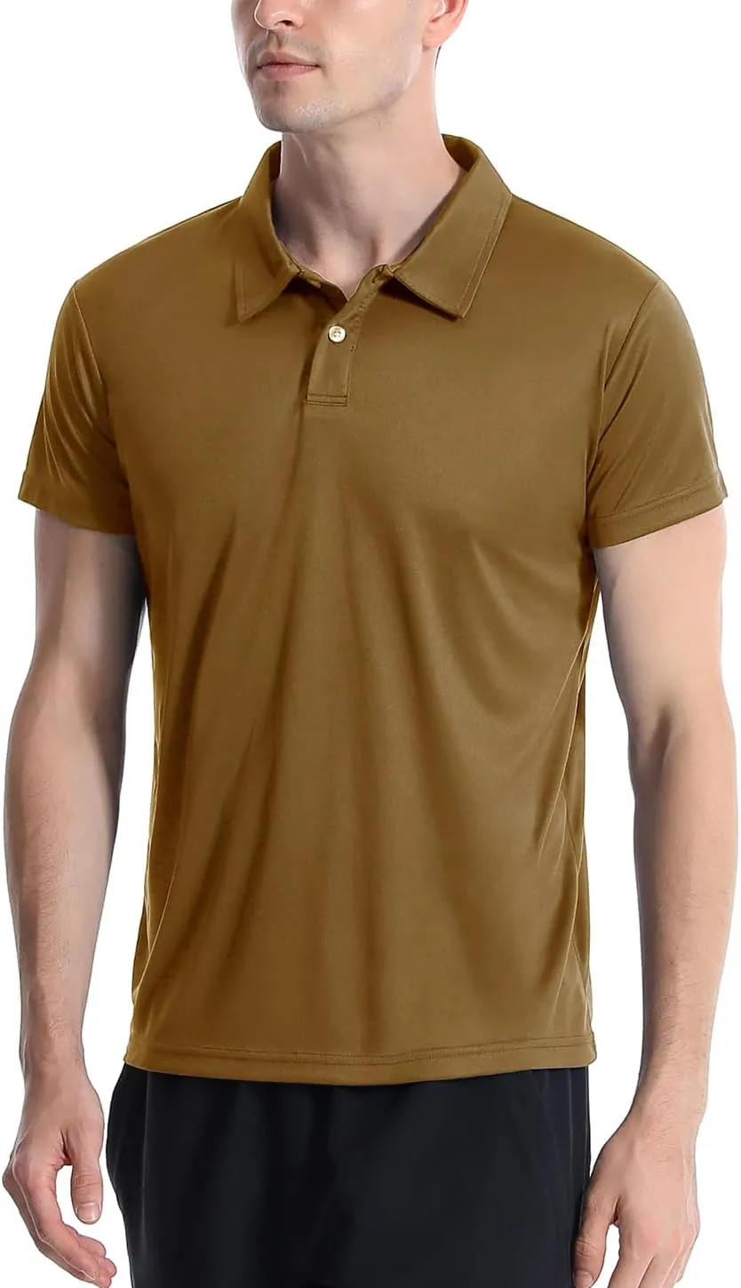 5 Pack Polo Shirts for Men Dry Fit Short Sleeve Golf T-Shirt Moisture Wicking Collared Casual Work Tops