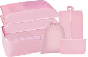 6 Set Packing Cubes for Travel Luggage Packing Organizer Bags Set for Suitcase Travel Accessories and Essentials to Carry on Pink, FITVIEFCB002-Pk6