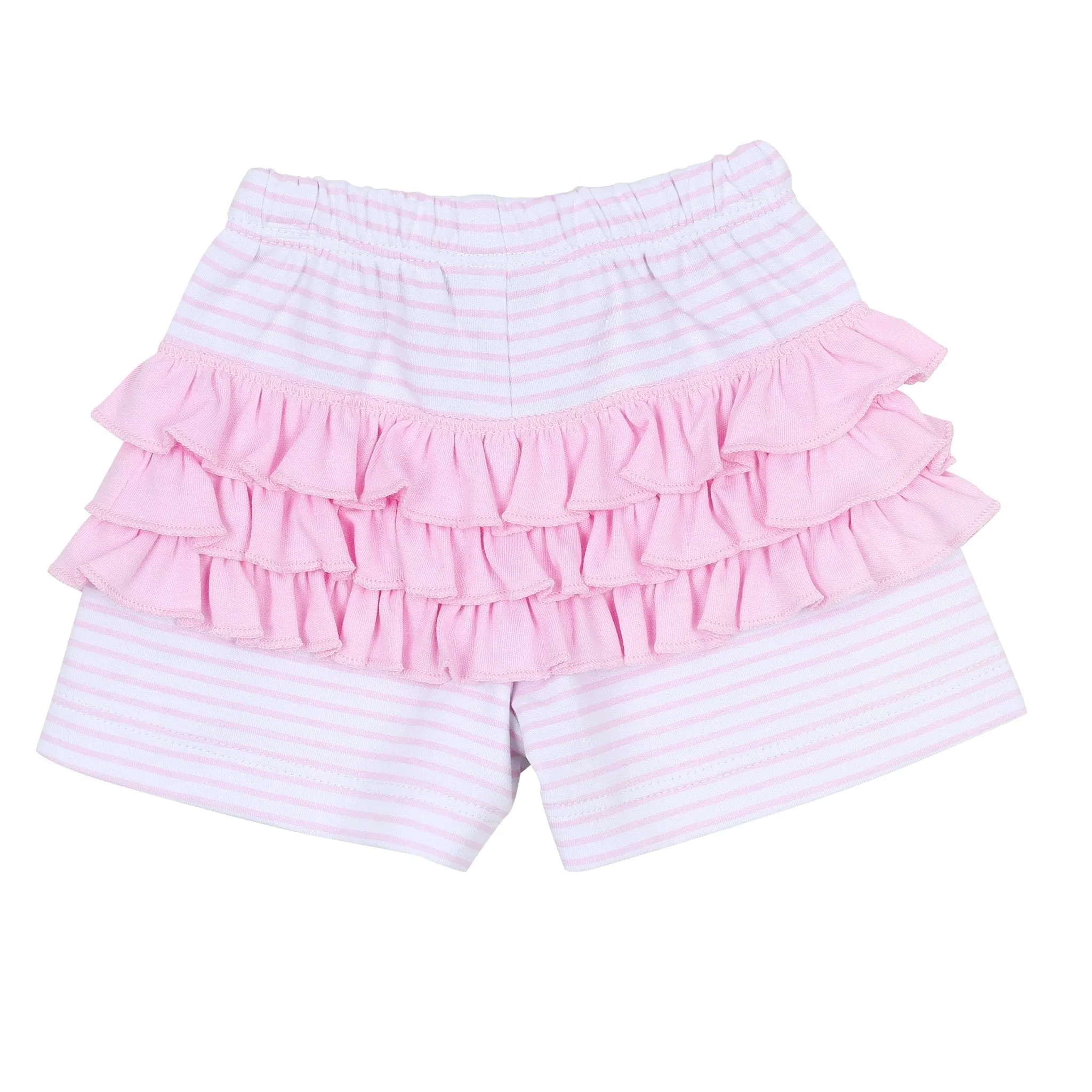 Alligator Friends Pink Embroidered Ruffle Flutters Short Set
