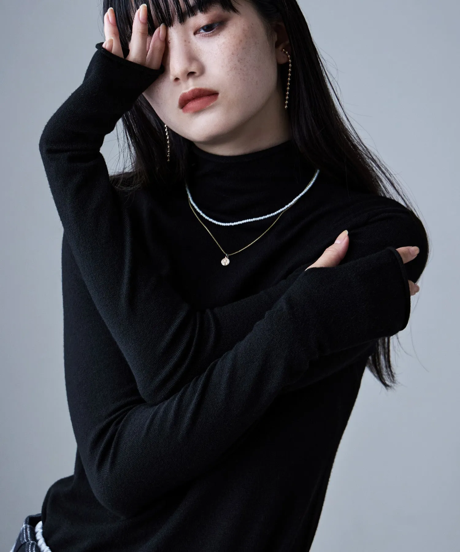 Angora touch high-neck knit