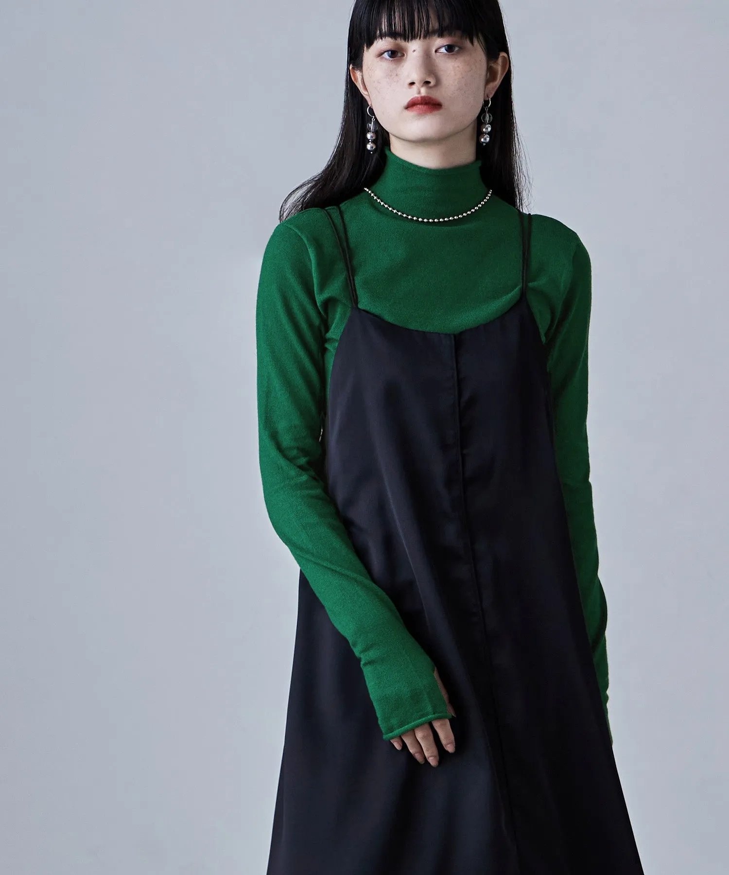 Angora touch high-neck knit