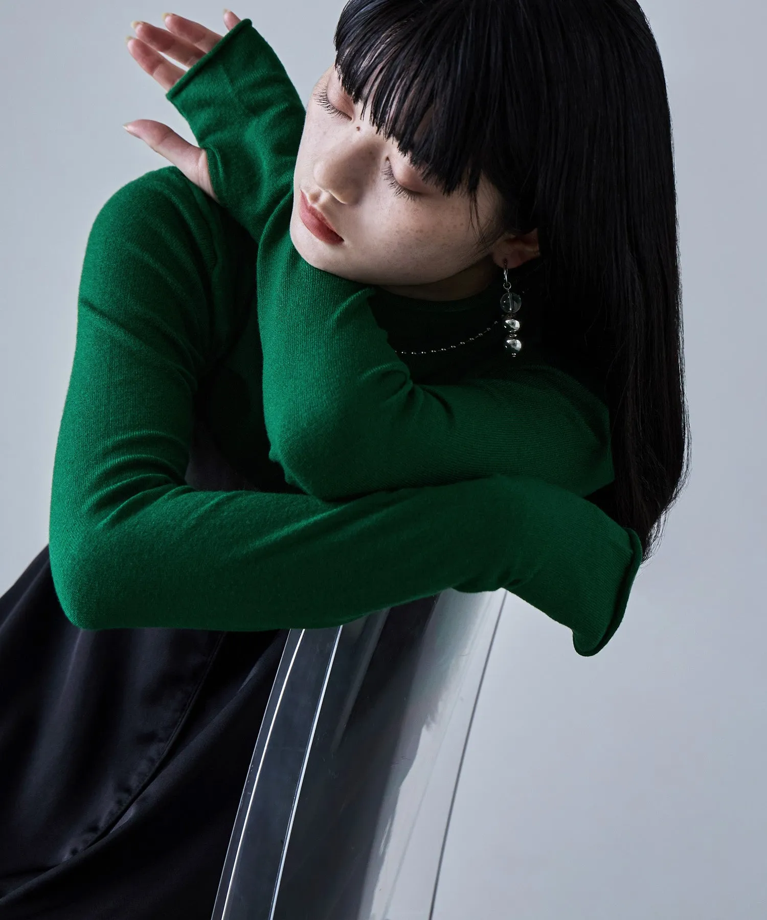 Angora touch high-neck knit