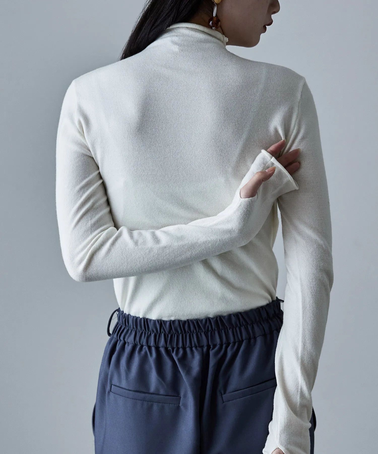 Angora touch high-neck knit
