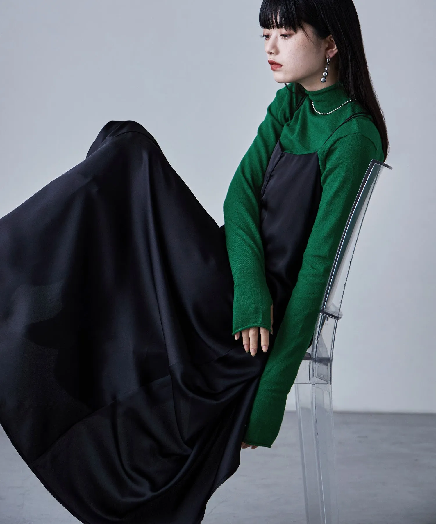 Angora touch high-neck knit