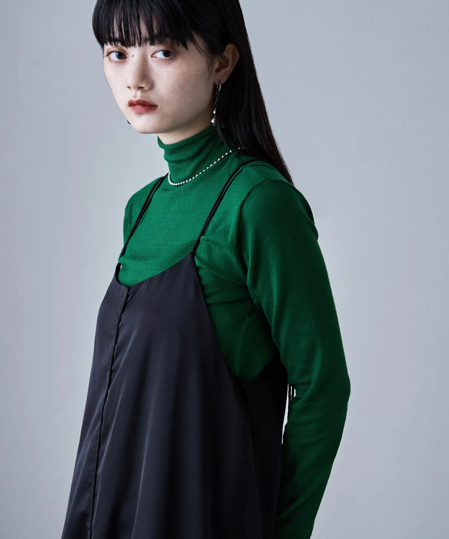 Angora touch high-neck knit