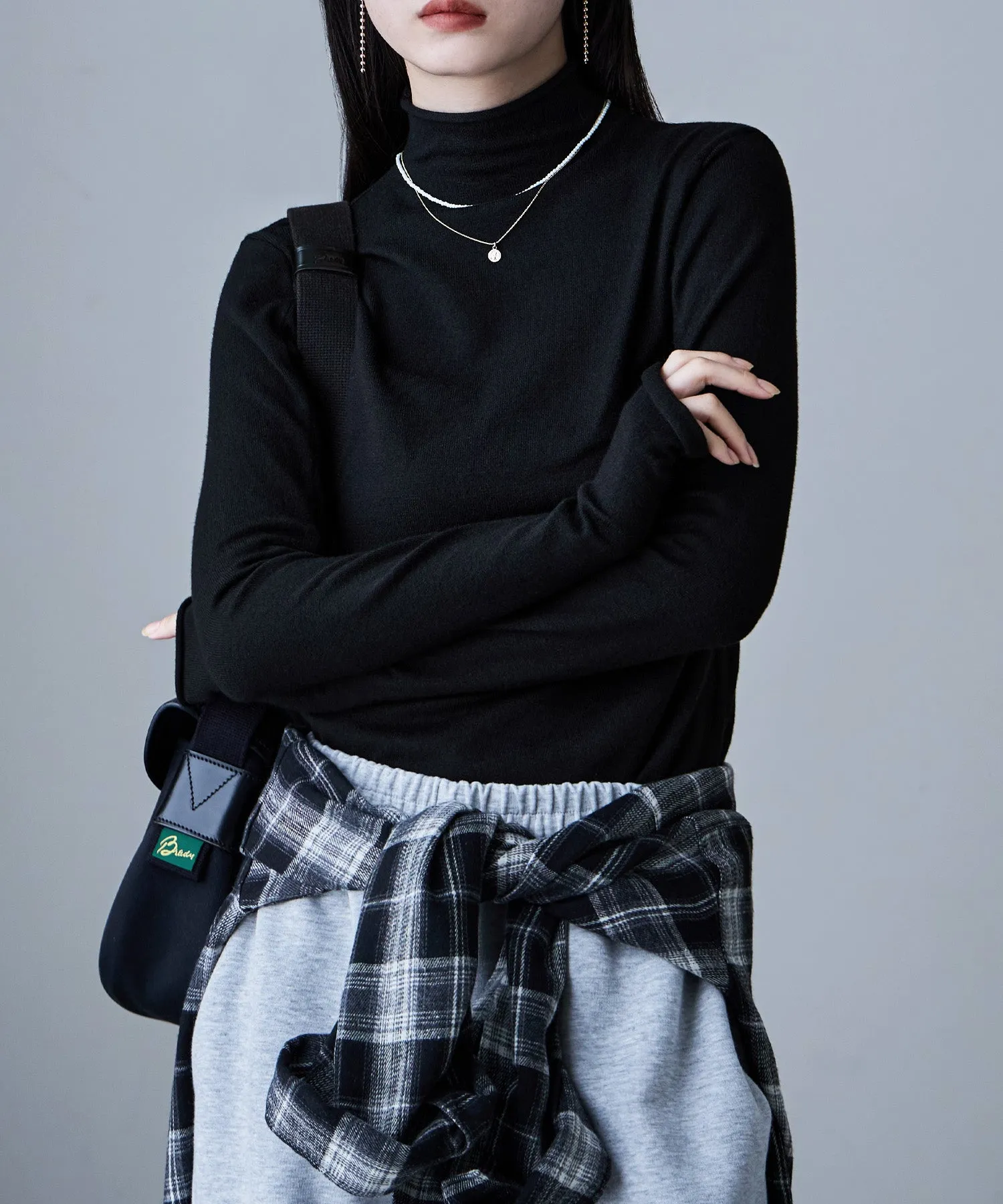Angora touch high-neck knit