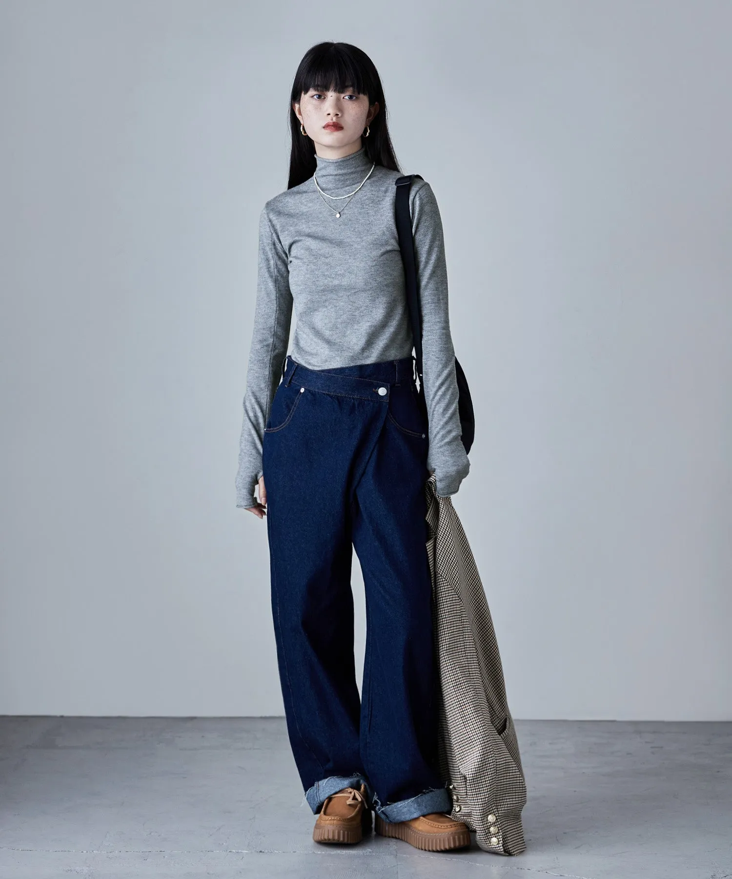 Angora touch high-neck knit