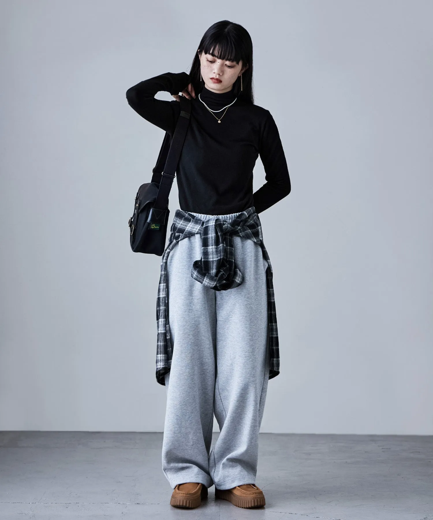 Angora touch high-neck knit