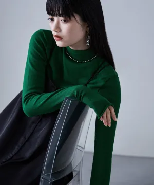 Angora touch high-neck knit