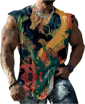Animal Graphic Tank Tops for Men Casual Summer Sleeveless 3D Printed Muscle Shirts Big and Tall Quick Dry Undershirt T-Shirts