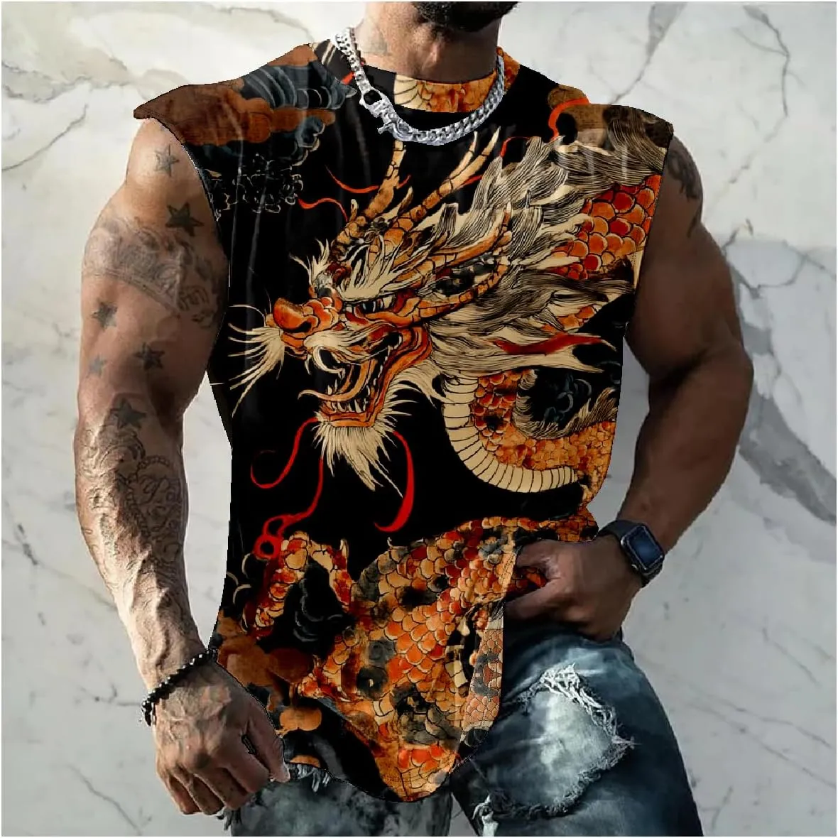 Animal Graphic Tank Tops for Men Casual Summer Sleeveless 3D Printed Muscle Shirts Big and Tall Quick Dry Undershirt T-Shirts