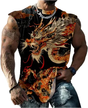 Animal Graphic Tank Tops for Men Casual Summer Sleeveless 3D Printed Muscle Shirts Big and Tall Quick Dry Undershirt T-Shirts