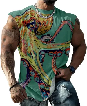 Animal Graphic Tank Tops for Men Casual Summer Sleeveless 3D Printed Muscle Shirts Big and Tall Quick Dry Undershirt T-Shirts