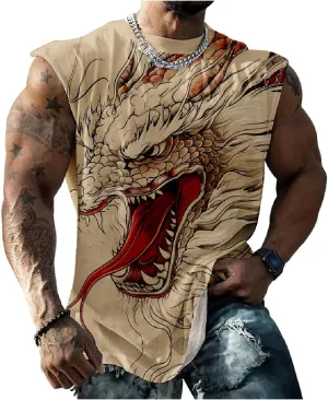 Animal Graphic Tank Tops for Men Casual Summer Sleeveless 3D Printed Muscle Shirts Big and Tall Quick Dry Undershirt T-Shirts