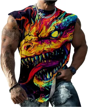 Animal Graphic Tank Tops for Men Casual Summer Sleeveless 3D Printed Muscle Shirts Big and Tall Quick Dry Undershirt T-Shirts