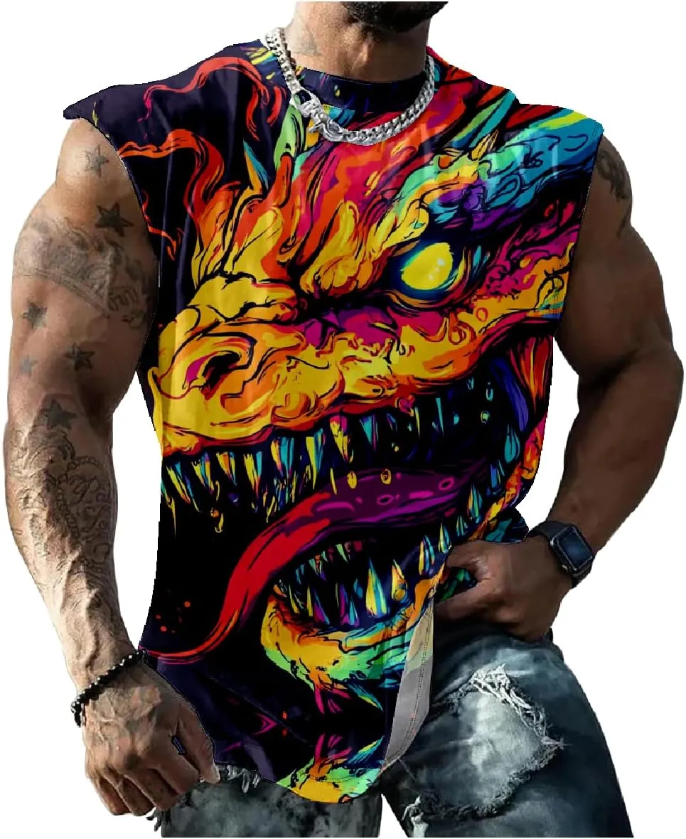Animal Graphic Tank Tops for Men Casual Summer Sleeveless 3D Printed Muscle Shirts Big and Tall Quick Dry Undershirt T-Shirts