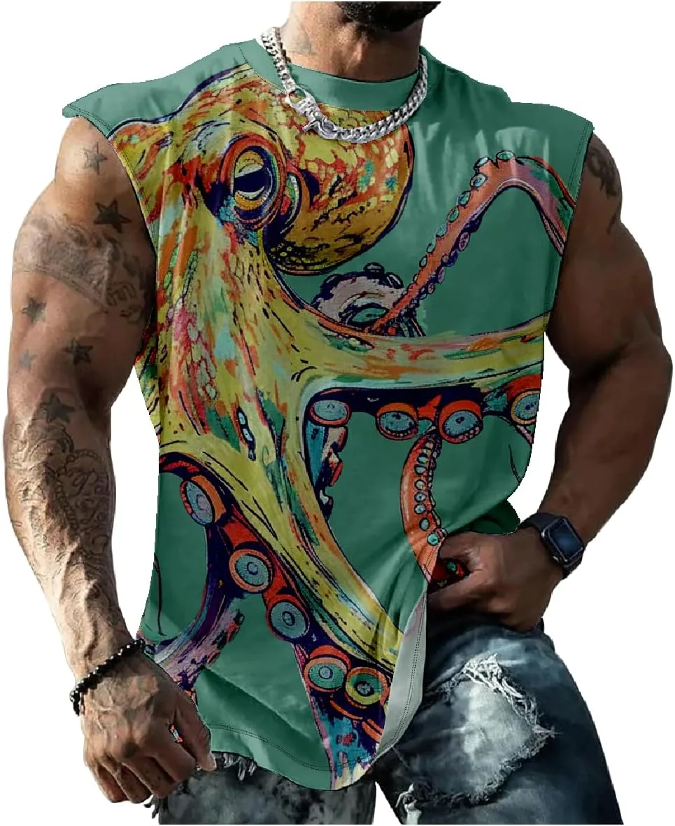 Animal Graphic Tank Tops for Men Casual Summer Sleeveless 3D Printed Muscle Shirts Big and Tall Quick Dry Undershirt T-Shirts
