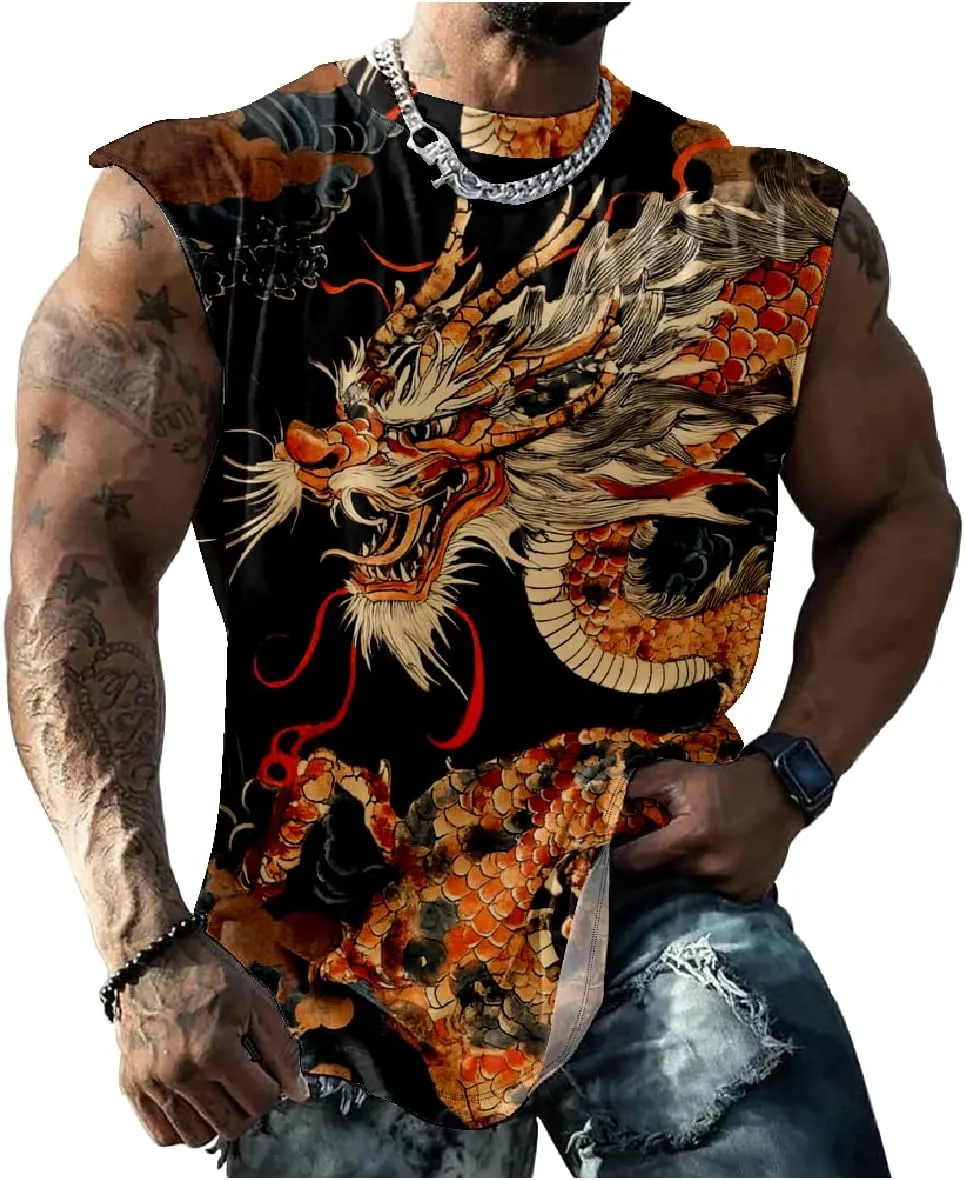 Animal Graphic Tank Tops for Men Casual Summer Sleeveless 3D Printed Muscle Shirts Big and Tall Quick Dry Undershirt T-Shirts
