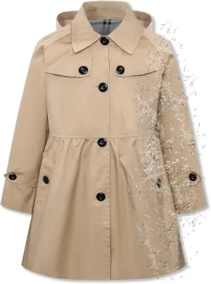 Betusline Girls Rain Jackets Lightweight Waterproof Hooded Trench Coats Windbreaker Raincoats for Girls,Waterproof-Khaki,9-10 Years