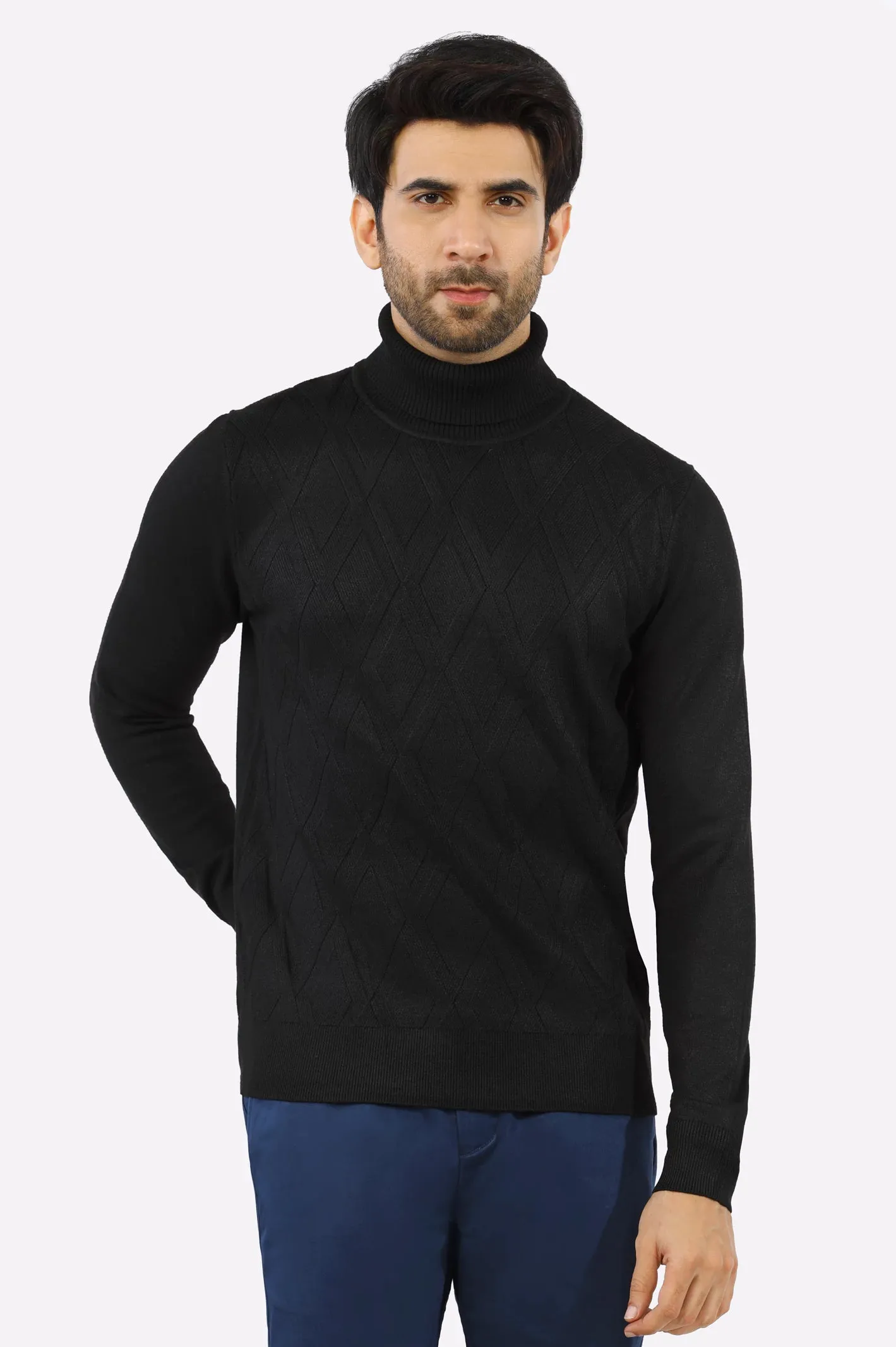 Black High Neck Gents Sweater