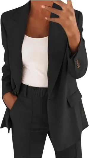 Blazer Sets for Women 2 Piece Outfits Business Casual Outfits Dressy Casual Pant Suits Plus Size Dress Pants Set