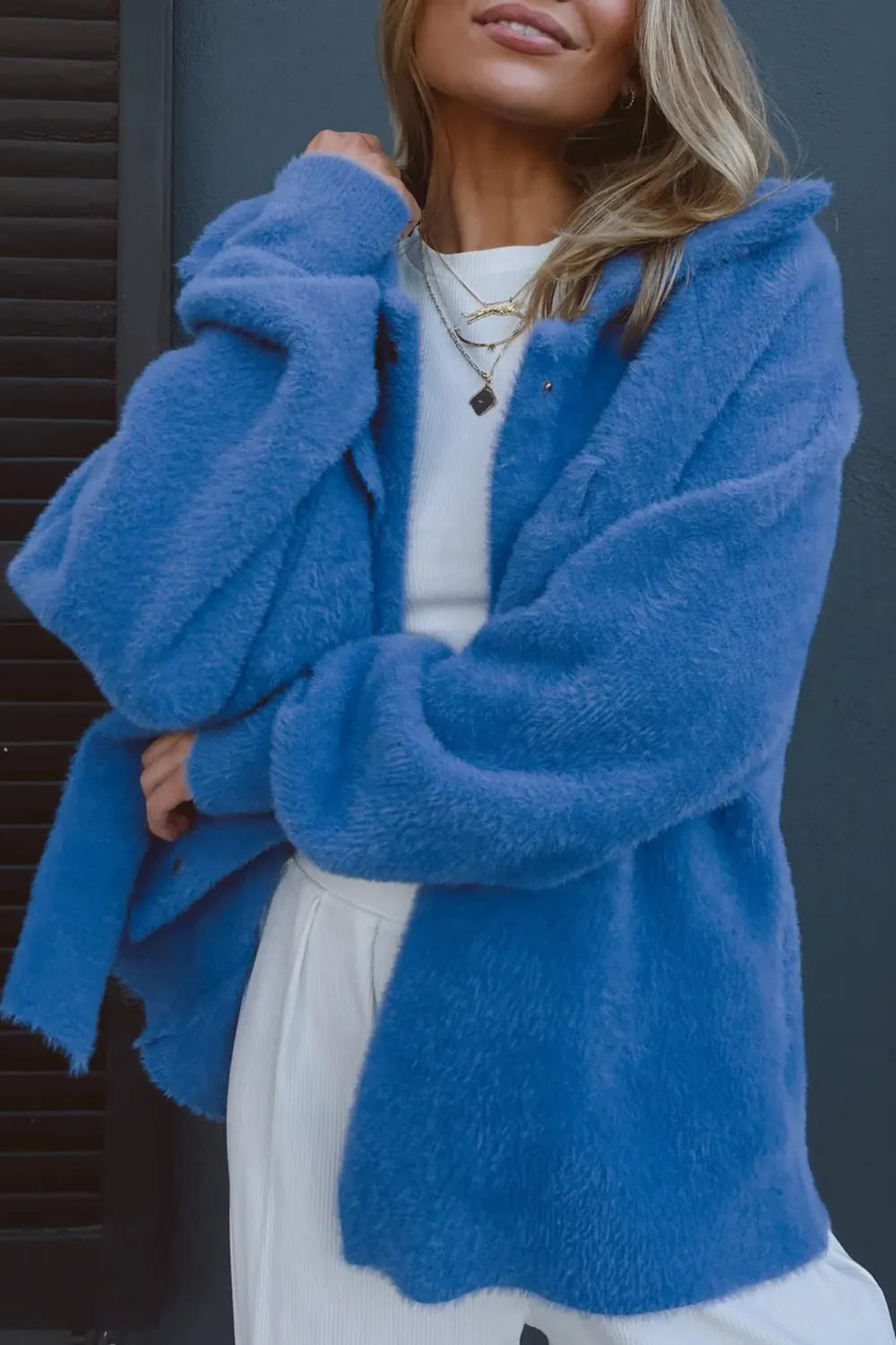 BLUE FRANKIE SOFT FUR SHACKET