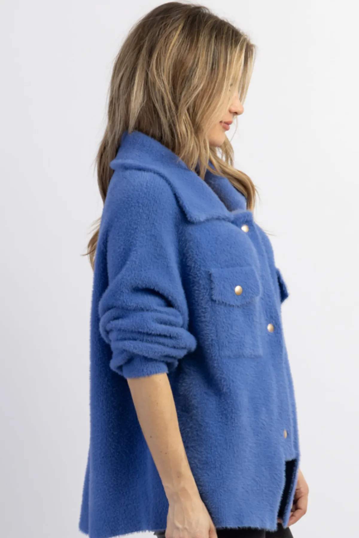 BLUE FRANKIE SOFT FUR SHACKET