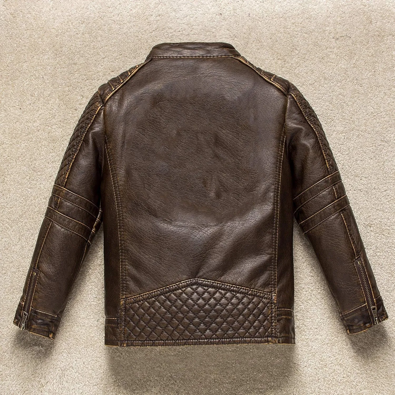 Boys Motorcycle Jacket Faux Leather Jackets for Kids Coats for Costume Party Waterproof