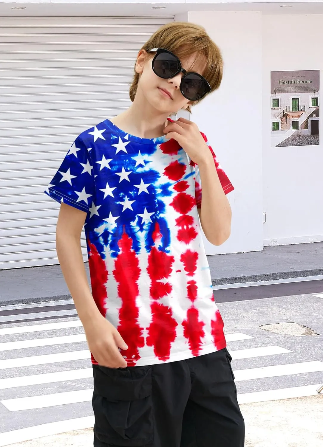 Boys Tie Dye Shirt Size 4-14 Hippies Senior Rainbow Tees T Shirts for Kids