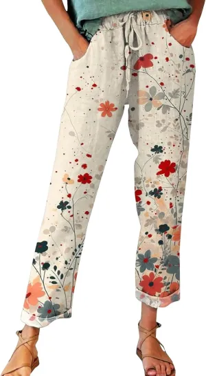 Casual Linen Pants for Women Summer Wide Leg Linen Pants for Women Casual Womens Pants Tall
