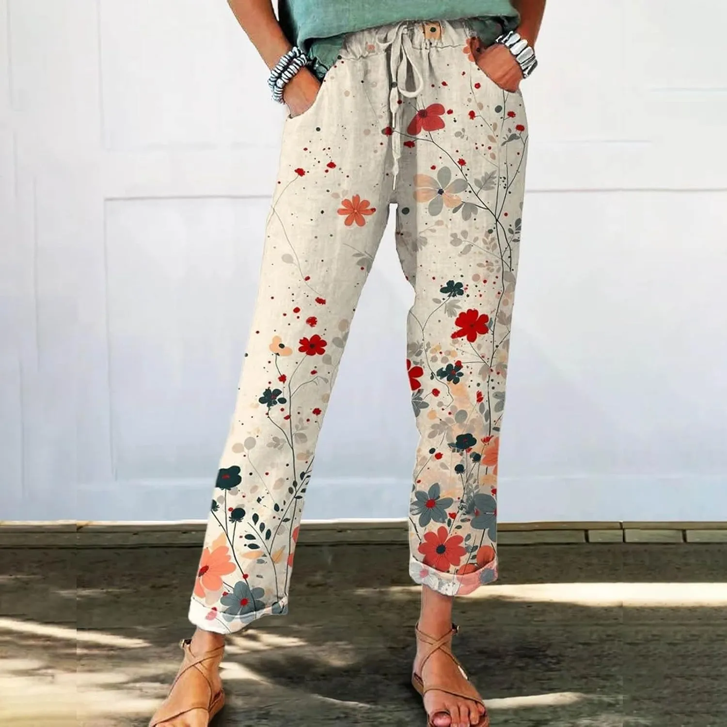 Casual Linen Pants for Women Summer Wide Leg Linen Pants for Women Casual Womens Pants Tall