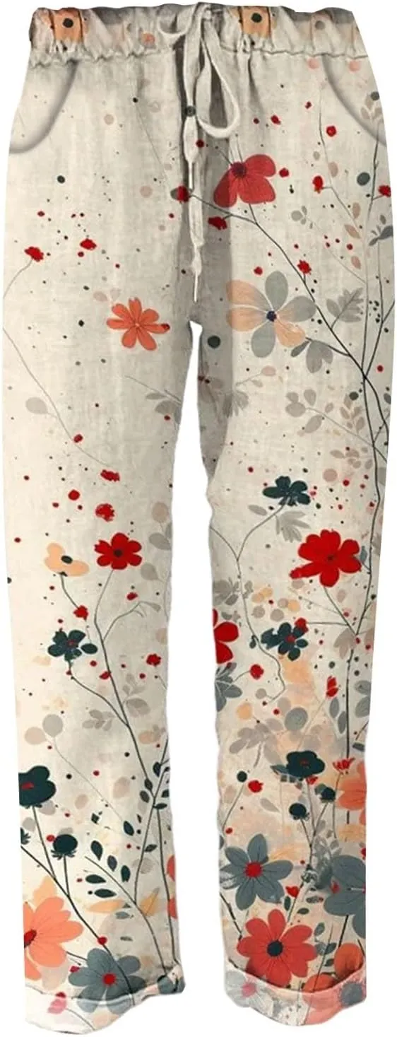 Casual Linen Pants for Women Summer Wide Leg Linen Pants for Women Casual Womens Pants Tall