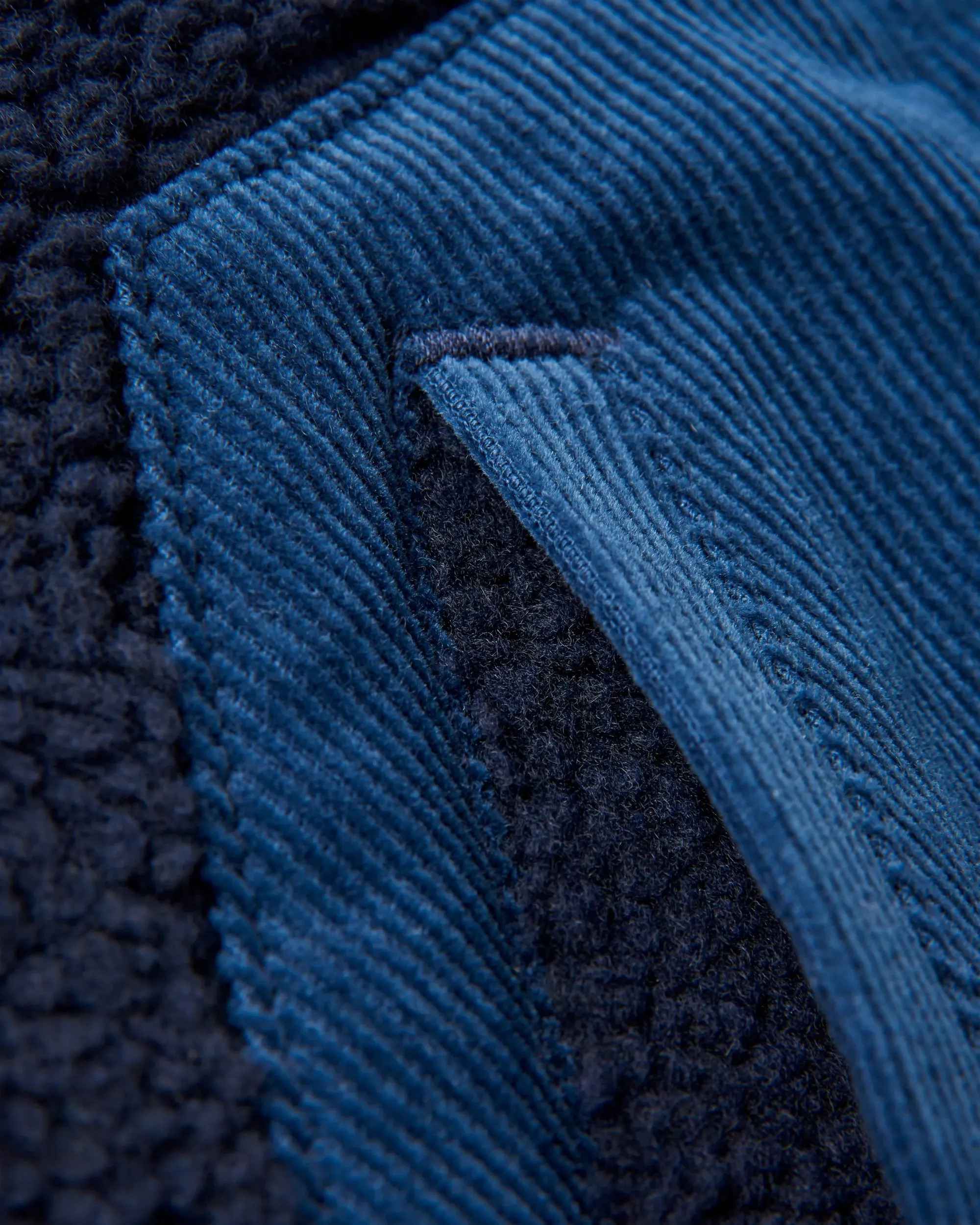 Clover Recycled Cotton-Lined Sherpa Fleece - Deep Navy