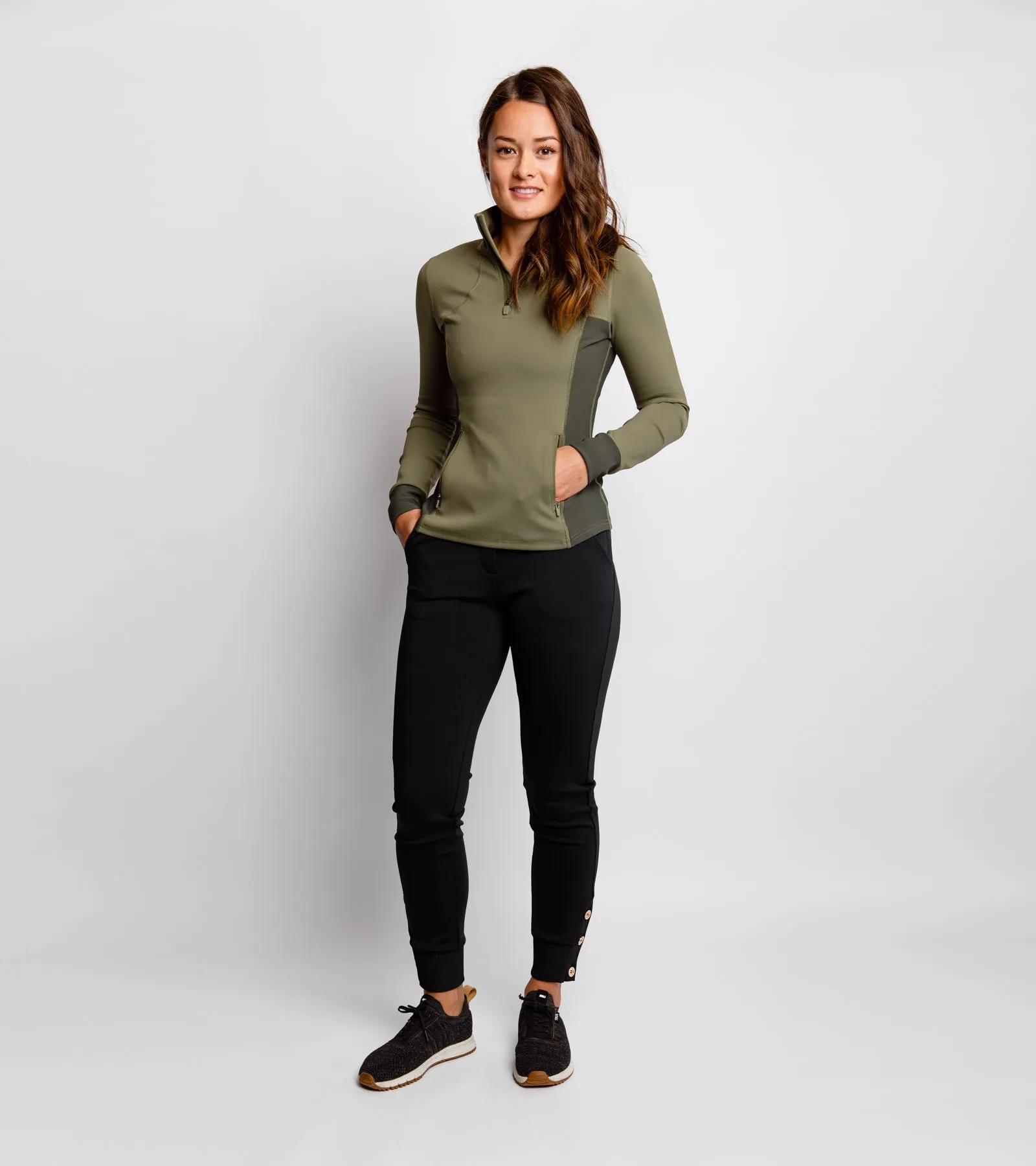 COEUR 1/4 ZIP PULLOVER - Army Green
