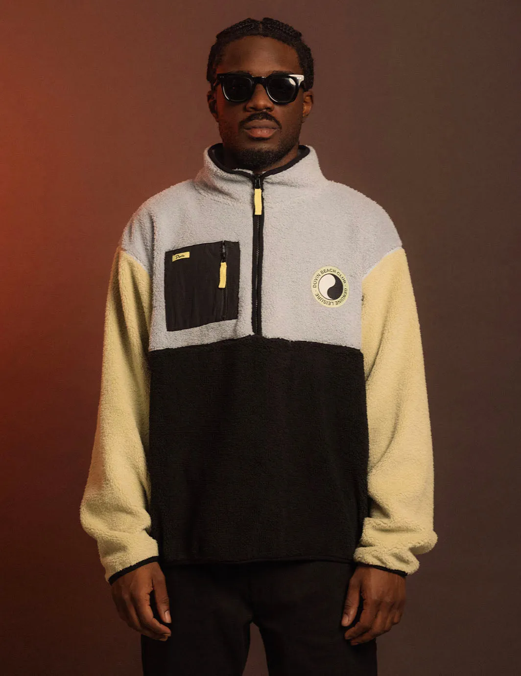 Color block Zip Sherpa