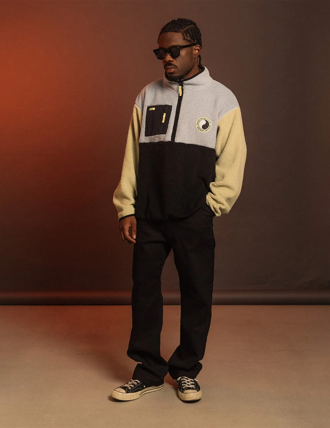 Color block Zip Sherpa