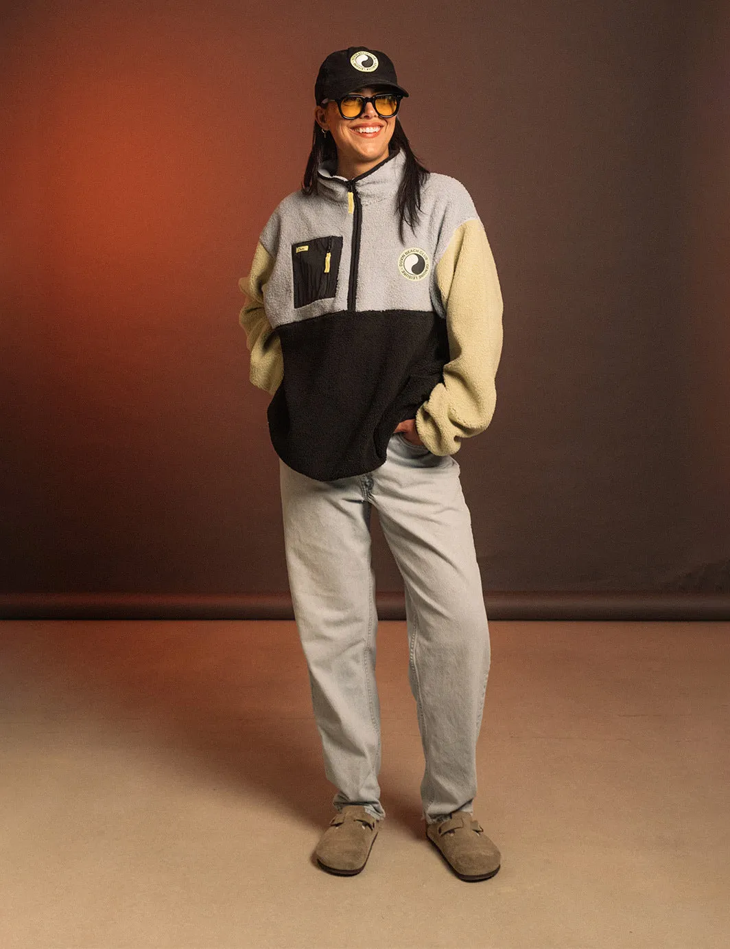 Color block Zip Sherpa