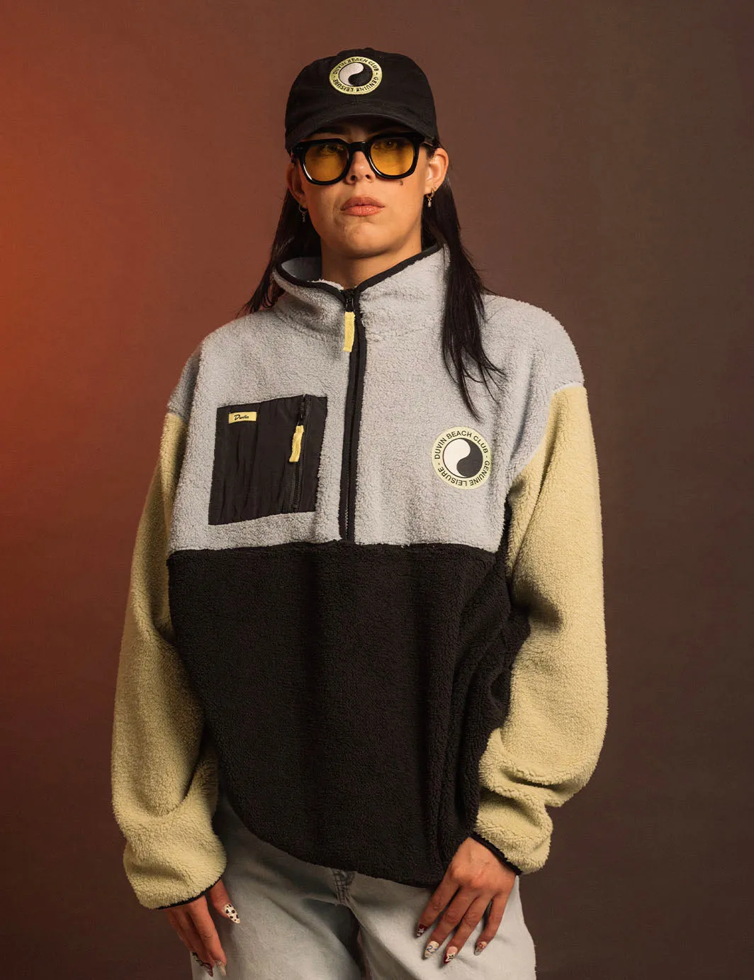 Color block Zip Sherpa