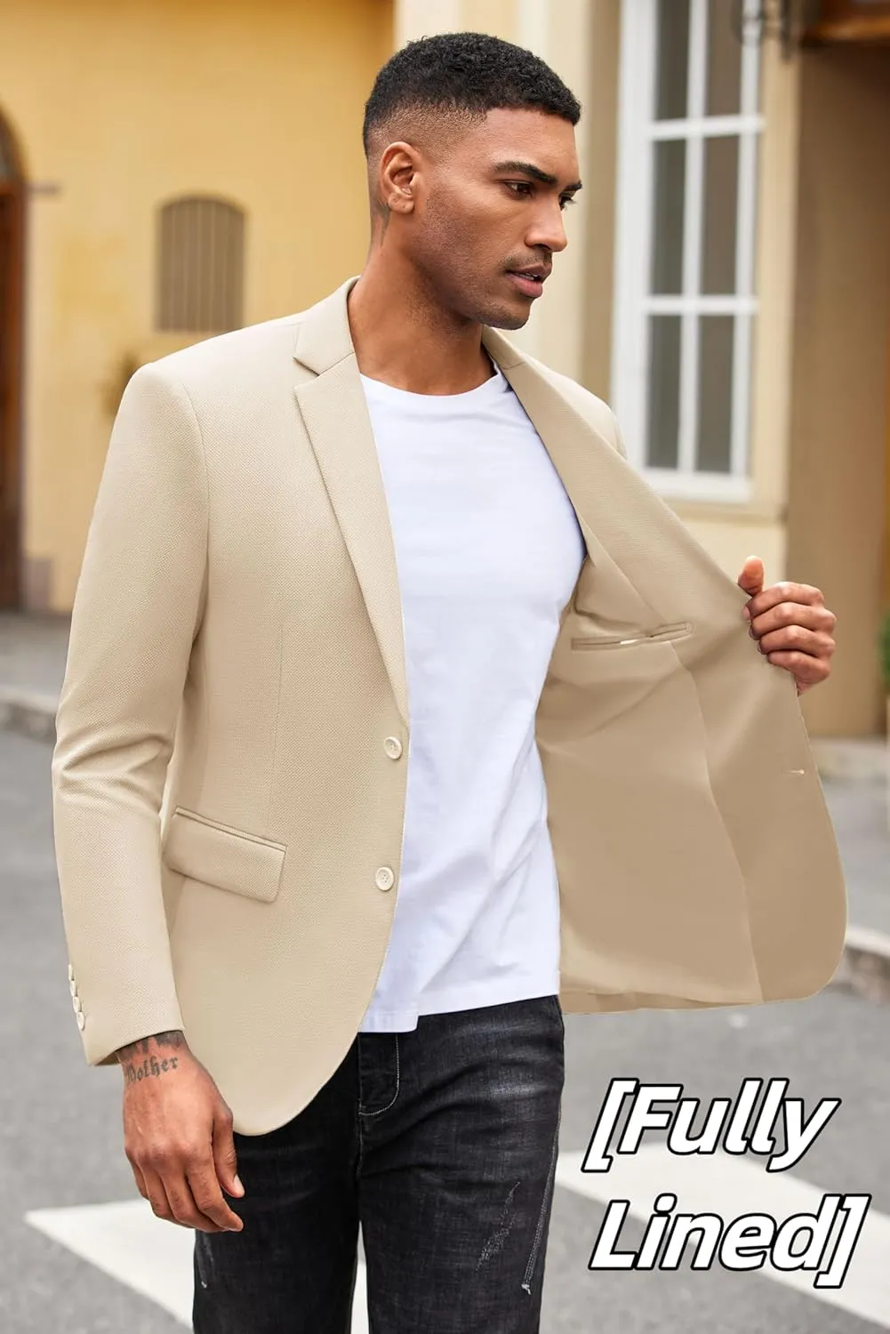 COOFANDY Mens Casual Blazer Slim Fit Suit Jacket Lightweight Knit Sport Coat Two Button Blazer Jacket