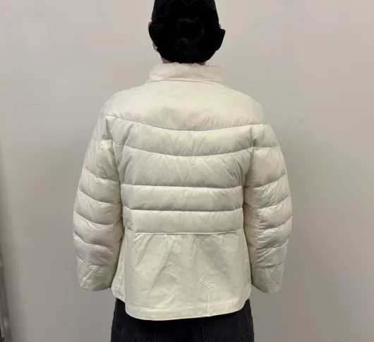 Cortland Park - Audrey Puffer With Leather Hem in White