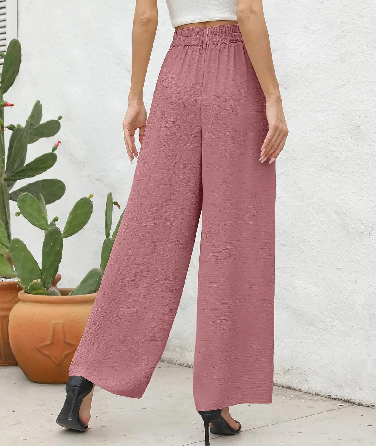 CZYINXIAN Women's Casual High Waisted Wide Leg Pants Flowy Business Work Casual Pants with Pockets