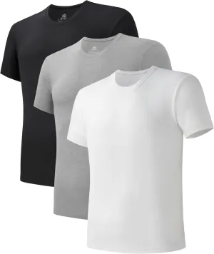 DAVID ARCHY Men's Undershirt Cotton Sorona Blended Moisture-Wicking T-Shirts Stretch Crewneck Tees for Men 3-Pack