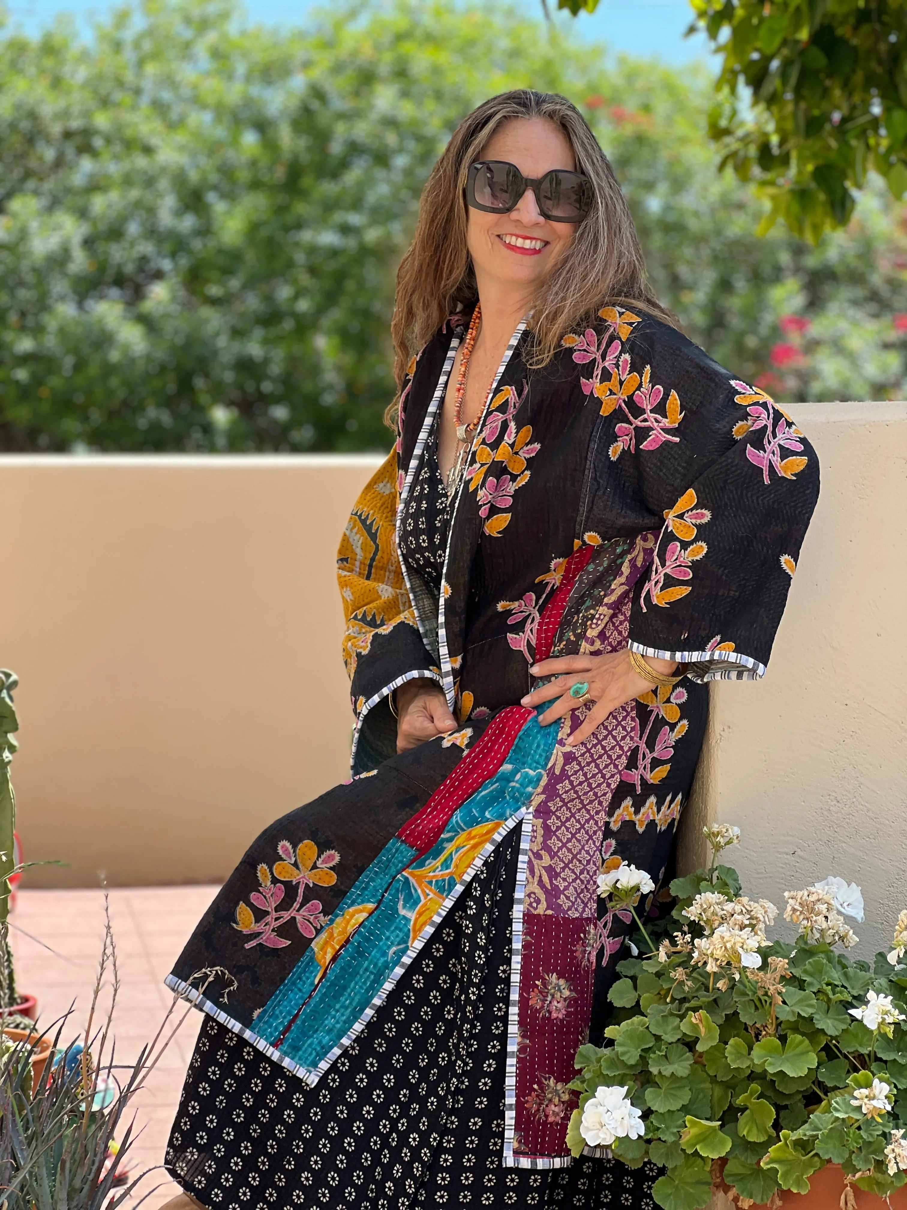 Etami Vintage Quilted Kantha Coat ONE OF KIND