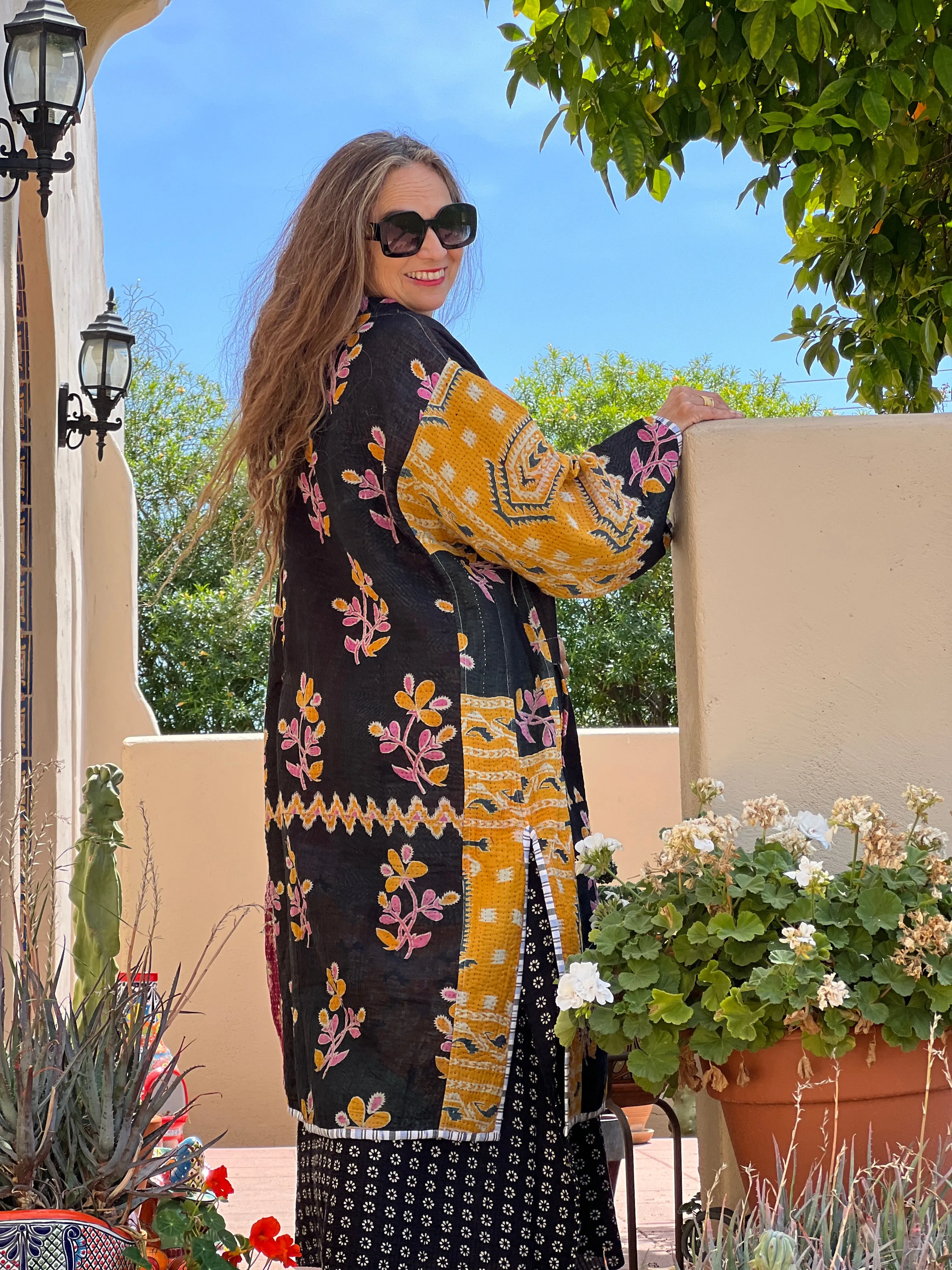 Etami Vintage Quilted Kantha Coat ONE OF KIND