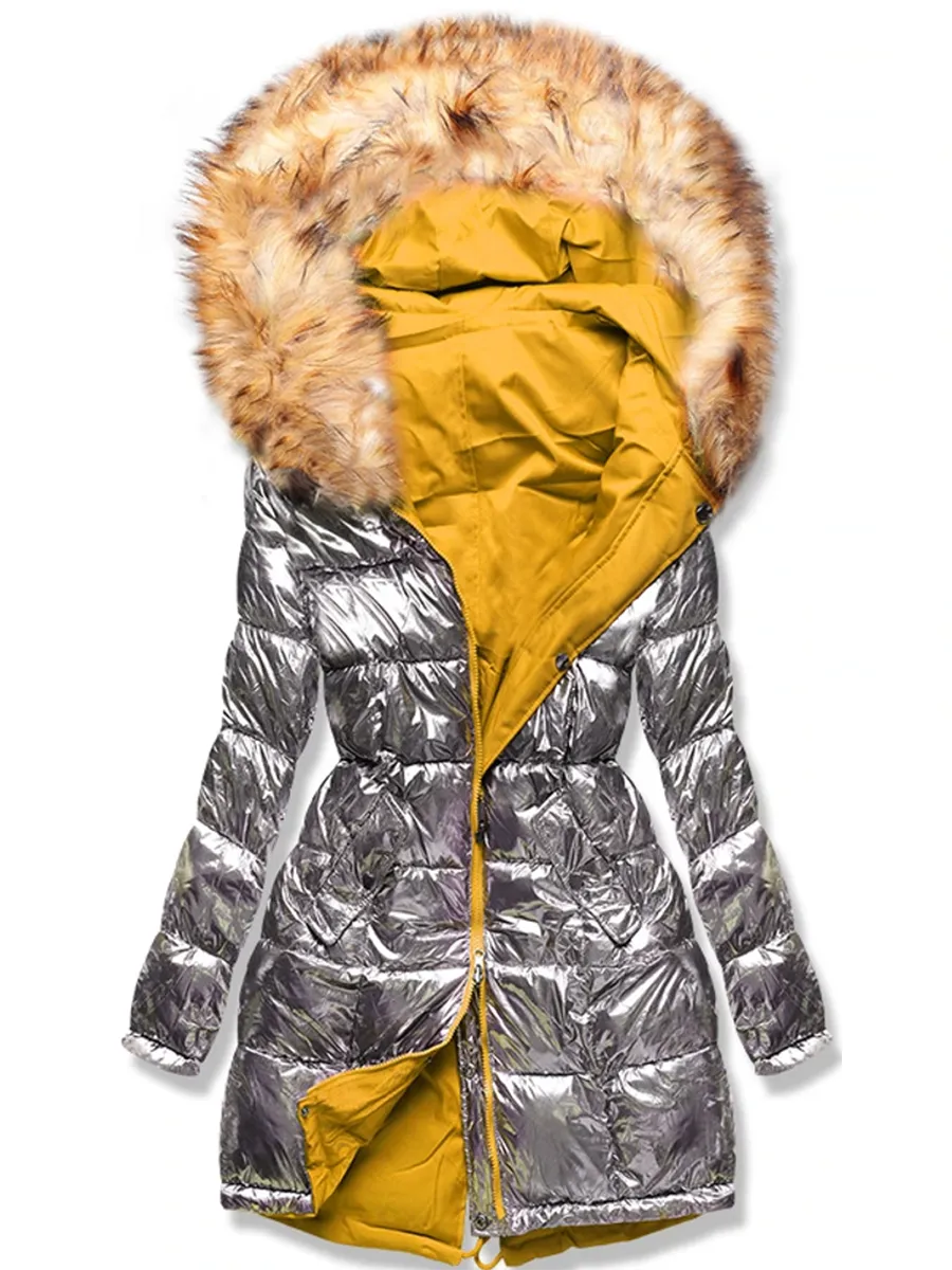 Fashion Warm Long Drawstring Fur Coat